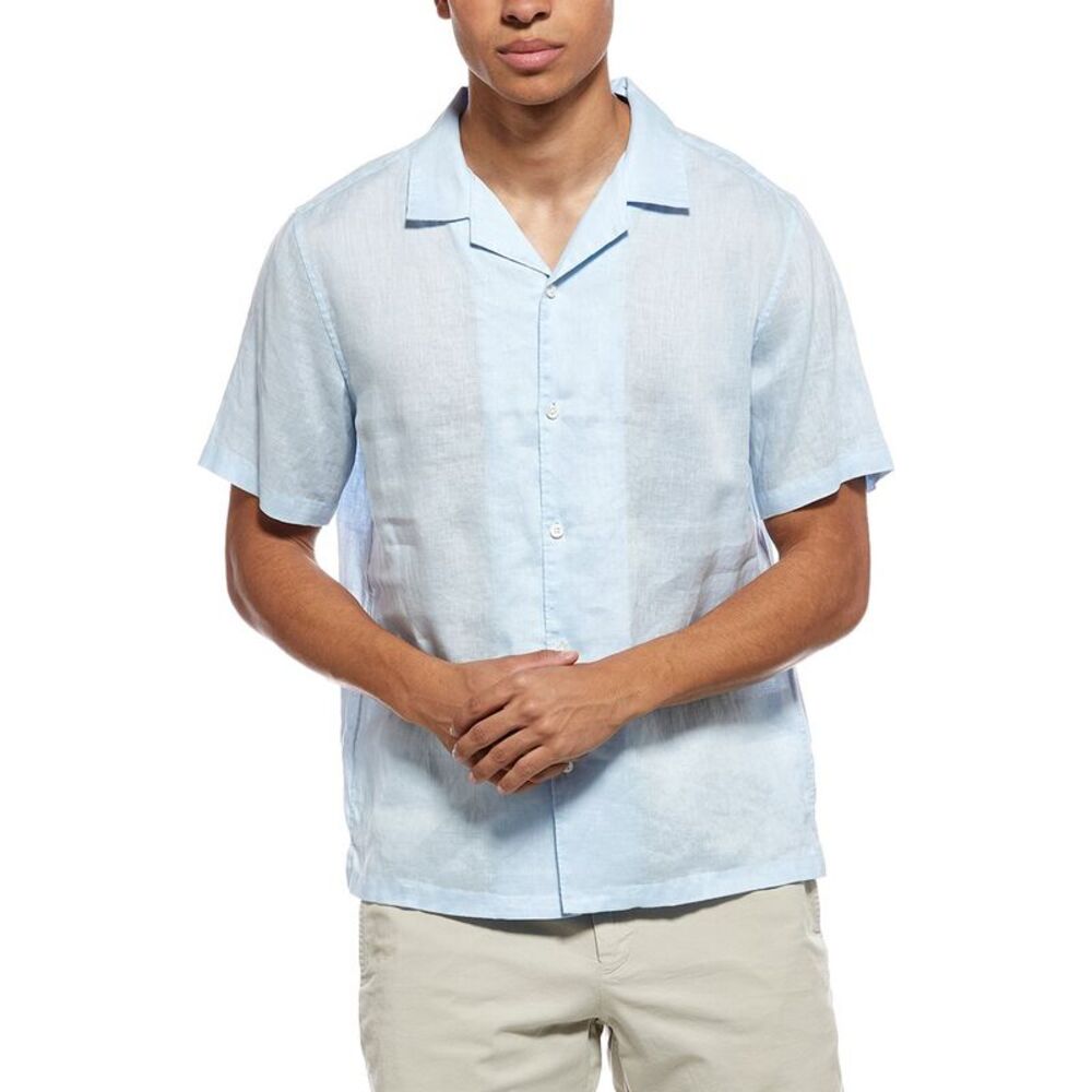Theory Mens  Irving Linen Relaxed Shirt, Blue